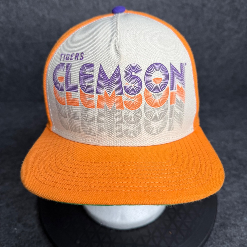 Fanatics Clemson‎ Tigers Snapback Hat Orange White Retro Graphic Cap NCAA Mens